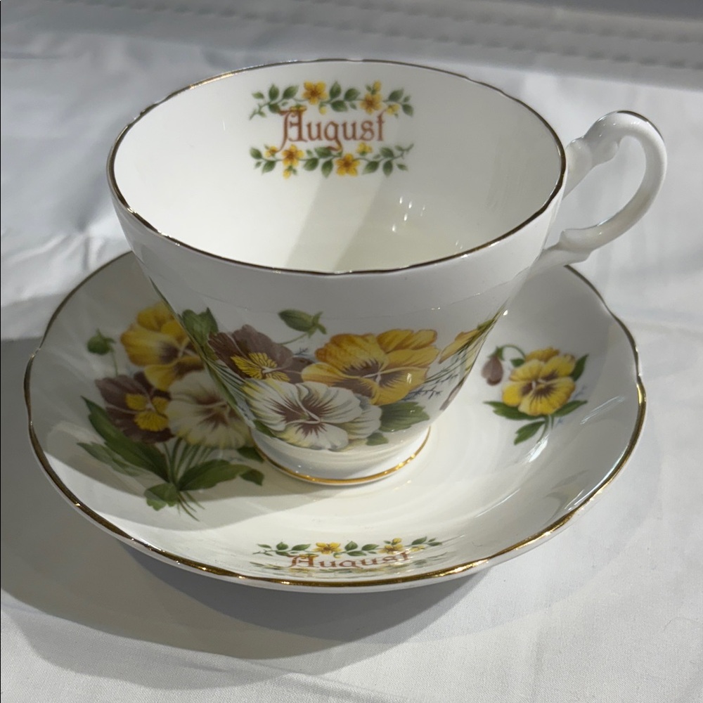 Royal Stuart Fine Bone China August Flowers Tea Cup And Saucer Set
